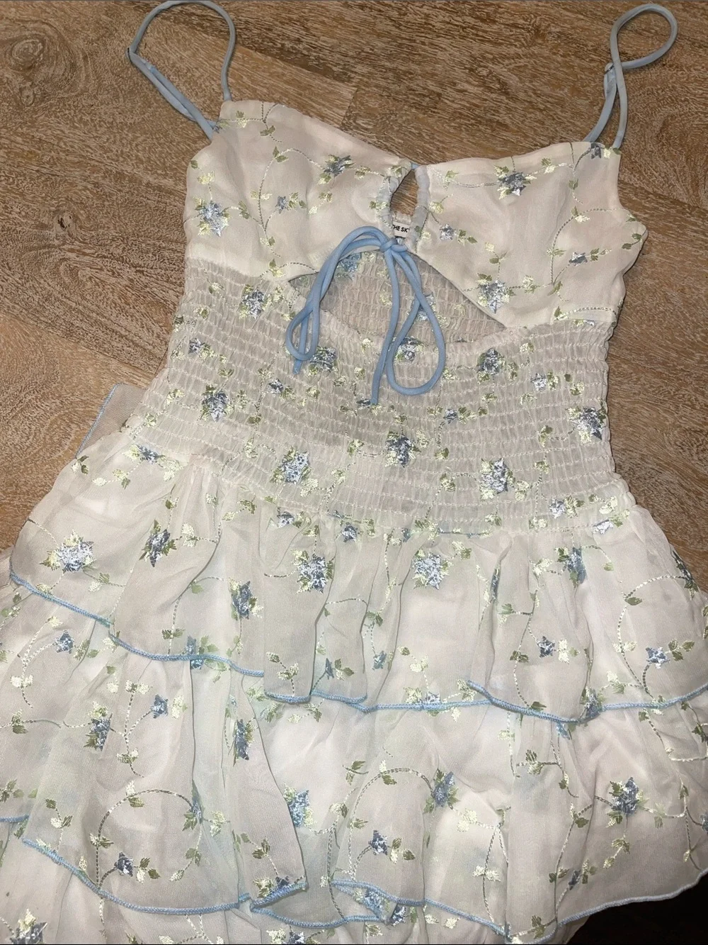 Lucy in the Sky Floral Ruffle Smocked Tiered Mini Dress – Pink – Size Small